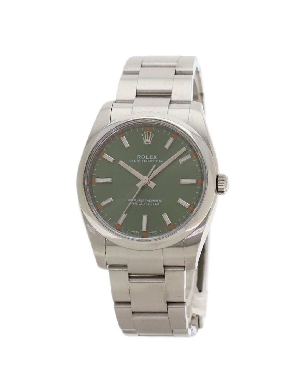Rolex Oyster Perpetual Olive Green Watch SS